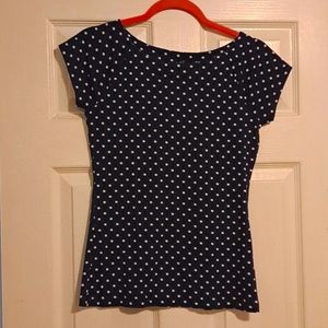 Ralph Lauren shirt, size M, navy blue and white polka dot